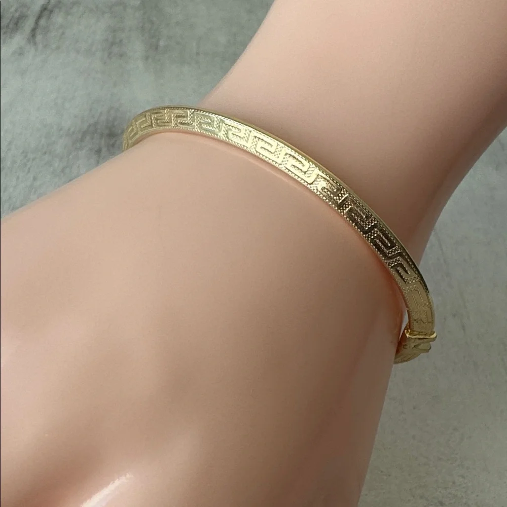 MIA FIORE Gold Plated 925 Sterling Silver Greek Key Dyadema Bangle Bracelet